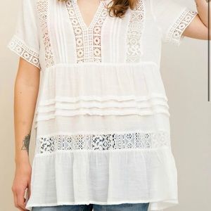 EUC anthropologie white lace top